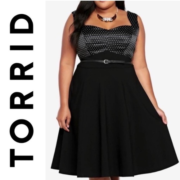 Torrid Black and White Polka Dot Pinup Swing Dress Size 12 - Picture 1 of 4
